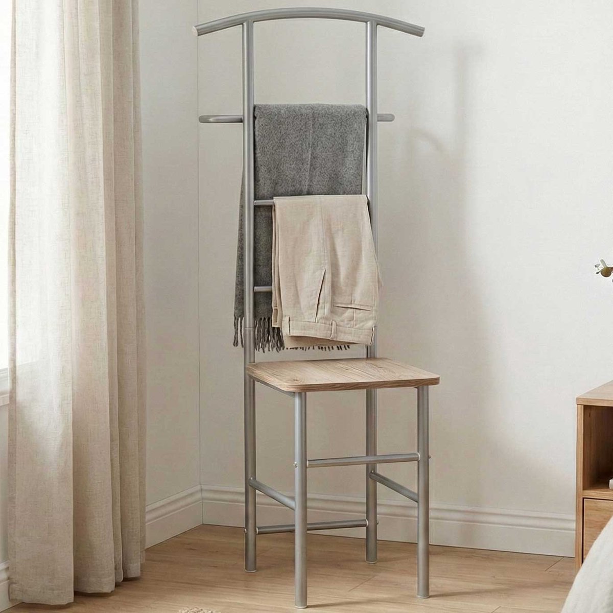 Kledingrek Met Zitvlak | 46 X 46 X 109 Cm | 90 Kg Draagvermogen