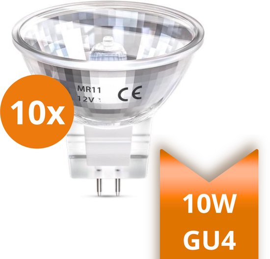 Set van 10 MR11 10W 12V GU4 halogeenspots, dimbaar