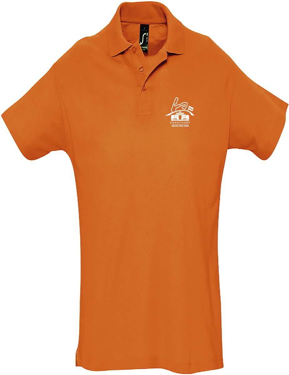 Eizook Polo Shirt Zandvoort Grand Prix Max Verstappen Formule 1 Oranje Fan Wit Borst bedrukking XXLarge