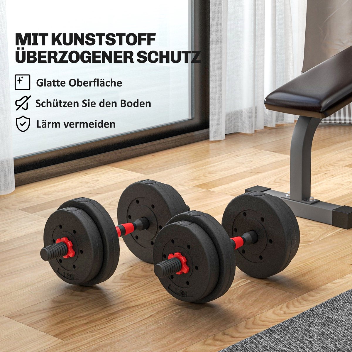 HOMCOM barbell set - verstelbaar - duurzaam - zwart thumbnail 7