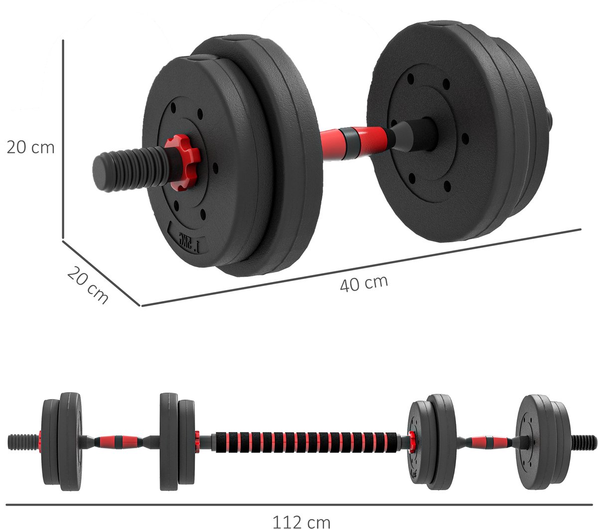 HOMCOM barbell set - verstelbaar - duurzaam - zwart thumbnail 8