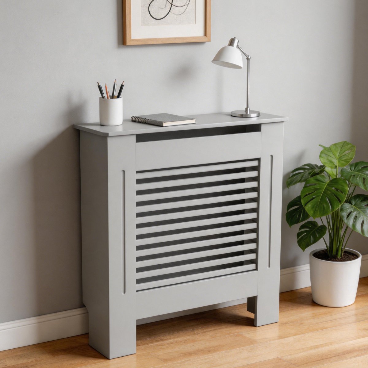 FATIVO Radiatorombouw - radiatoromkasting - Verwarmingsombouw - 78x19x92 cm - grijs