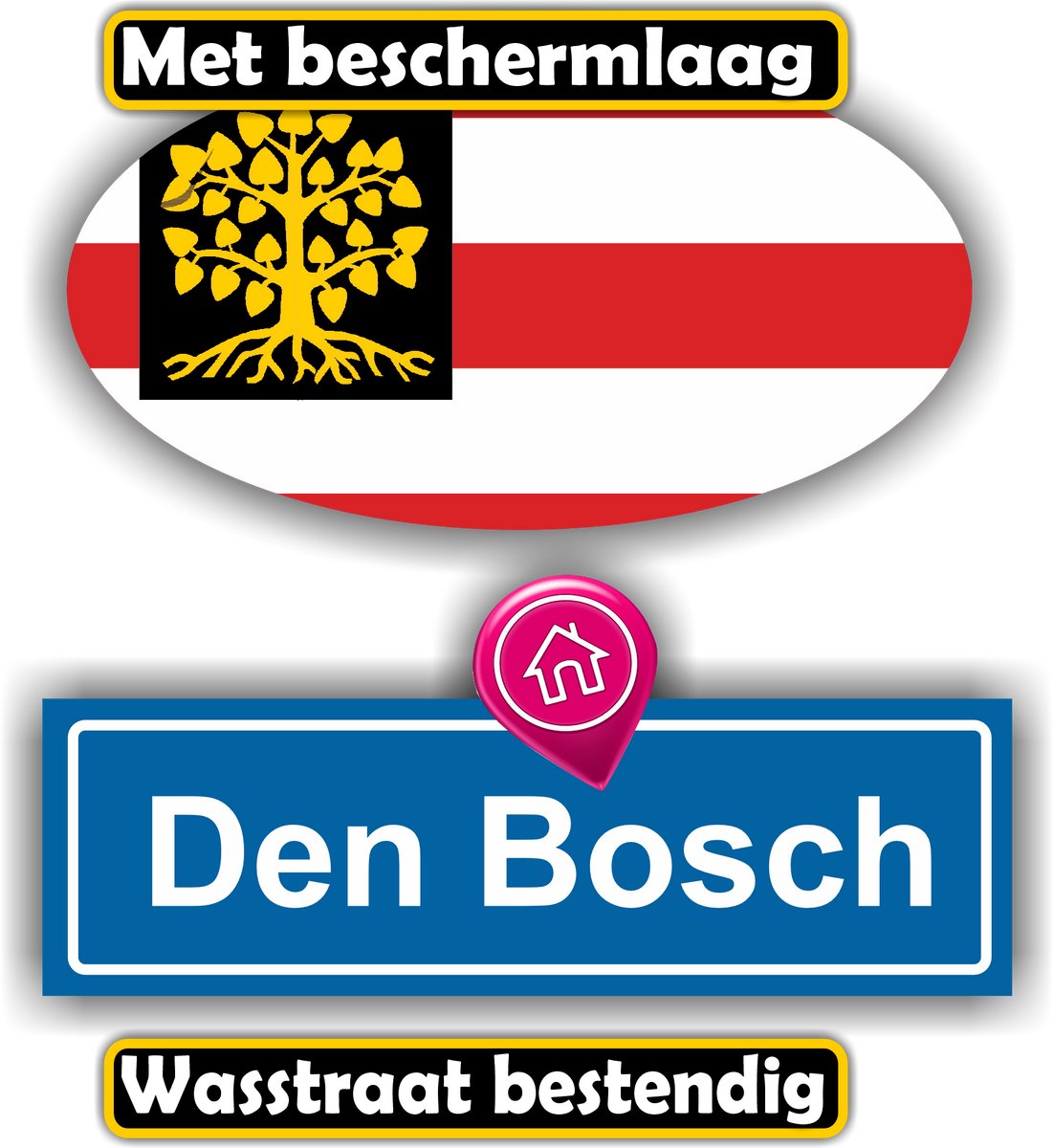 Jerma - Den Bosch - Auto - Sticker - set 2 - Ovaal 13x7 cm - rechthoek 13x6 cm - Zelfklevend - Vinyl