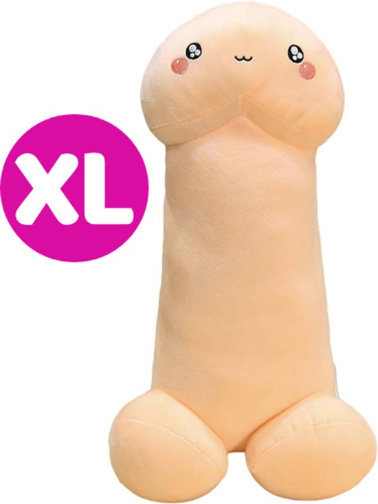 Piemel Penis Pluche Knuffel Kussen XL 50 cm {Piemel Kermis - Extra zacht - Vrijgezellenfeest - Bachelor Party - Dick Plush Toy - Lul Pik Cock}