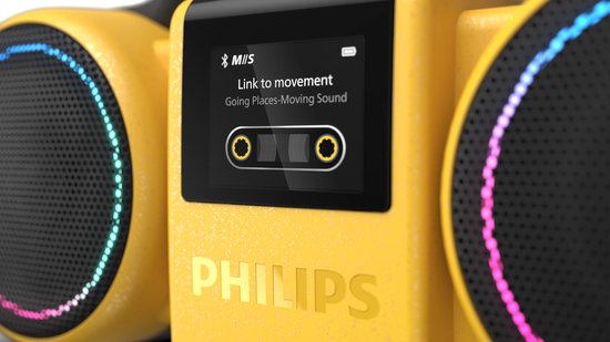 PHILIPS Moving Sound The Roller TAMS60Y/00 - Draagbare speaker, 60W RMS, Bluetooth 5.5., Auracast, USB, 24 uur afspeeltijd, IP67 waterdichtheid, kan als powerbank gebruikt worden - Geel van Philips — afbeelding 5