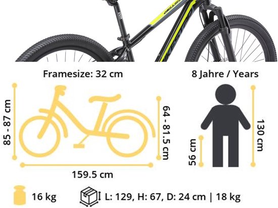 Bikestar MTB Sport 21speed 24inch zwart/geel van Bikestar — afbeelding 3