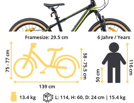 Bikestar kinderfiets MTB Sport 7speed 20inch zwart/groen van Bikestar — afbeelding 3