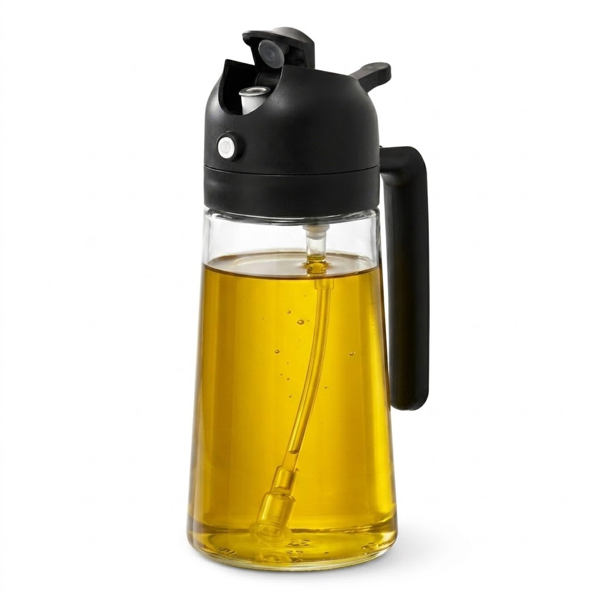 Somstyle Olijfolie Sprayer - 470 ML - Oliefles met Schenktuit - Spray & Schenkfunctie - Olie Dispenser - Transparant / Zwart