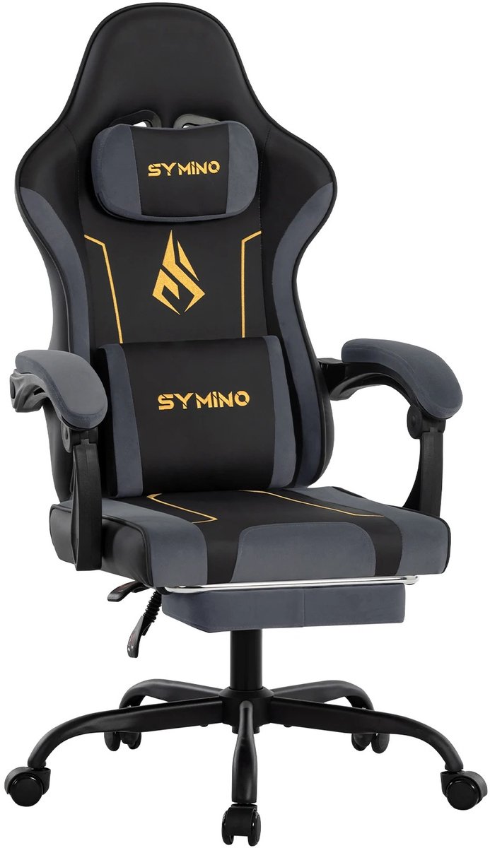 Lilac & Lily Gamestoel - Verstelbare Gamingstoel - Voetsteun & Armleuningen - Ergonomisch & Comfortabel - Racestijl - Zwart / Geel