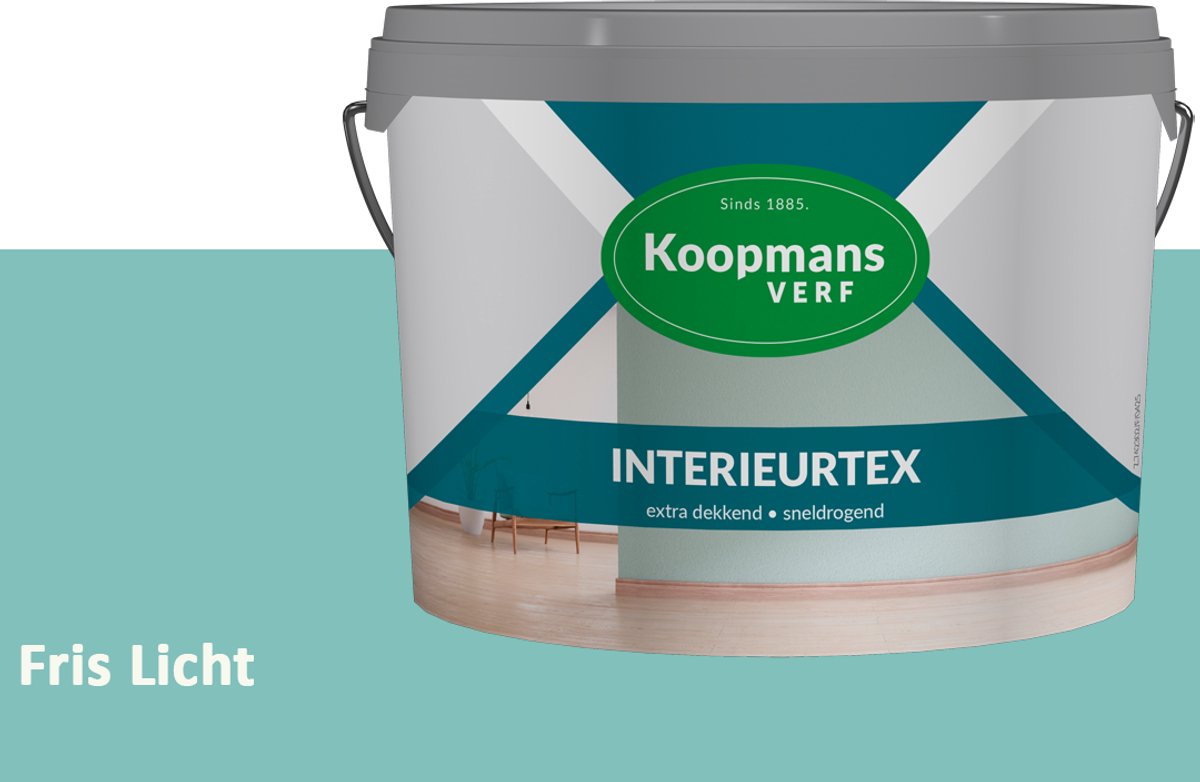 Koopmans Interieurtex Matte Muurverf Binnen – Extra Dekkende Sneldrogende Verf voor Muren en Plafonds – Fris Licht – 7,5 l