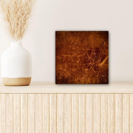 Tableau sur Cuir - Aspect Cuir - Marron - Oranje - 20x20 cm - Décoration murale