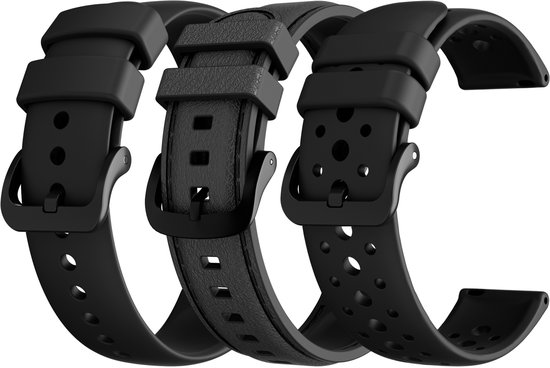 Maoo Ventura 2 - Smartwatch Bandjes 3-Pack - Geschikt voor Maoo Ventura & Ventura 2 - Zwart - 20mm