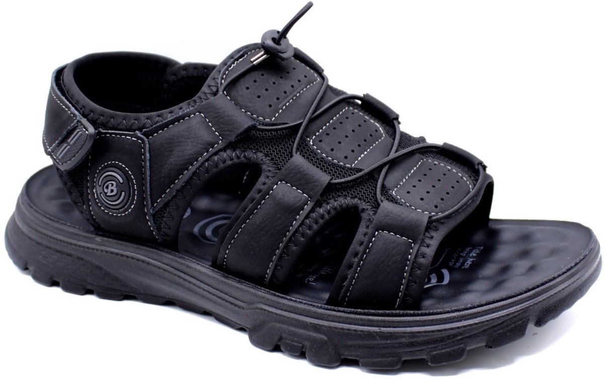 Elong500® Sandalen Heren - Lichtgewicht - Zacht Voetbed - Klittenband Sluiting - Zwart - Maat 41