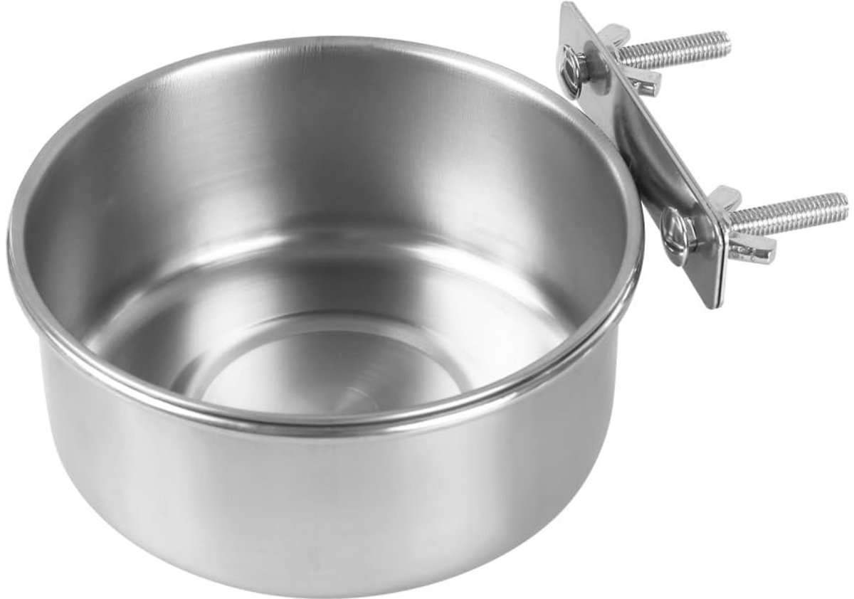 Dailygoods - Roestvrijstalen Vogelvoederschaal met Klemhouder