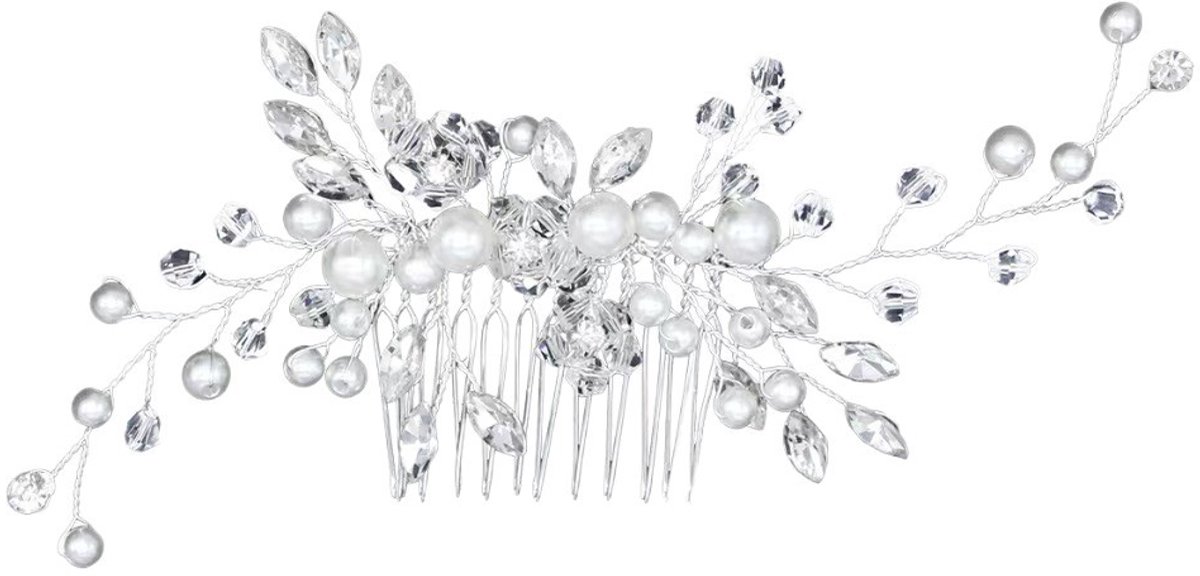 Hoofdsieraden – Bruidshaaraccessoires – Haaraccessoires voor dames – Elegante haarclip – Geschikt voor speciale gelegenheden – Ideaal voor bruiloften, diners en formele evenementen – Wit