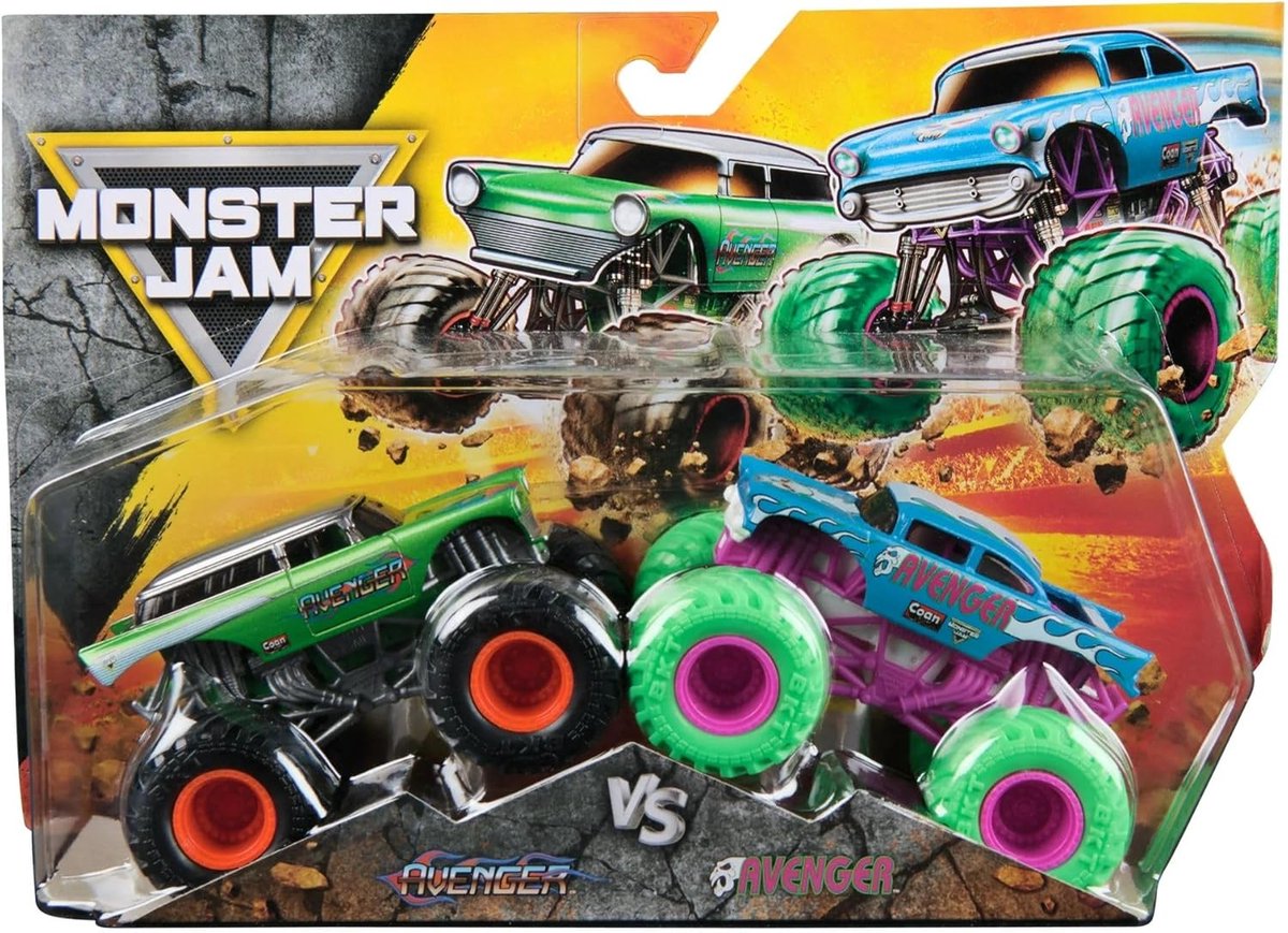 Hot wheels Monster Jam truck 2-pack Avenger & Avenger - monstertruck 9 cm schaal 1:64