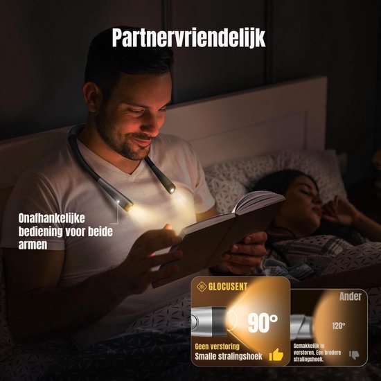 TIM® Neklamp - Nekleeslamp - Leeslamp - Buigbare Armen - Oplaadbaar- Grijs- 26cm x 19cm x 3cm; 130 g van tim — afbeelding 2