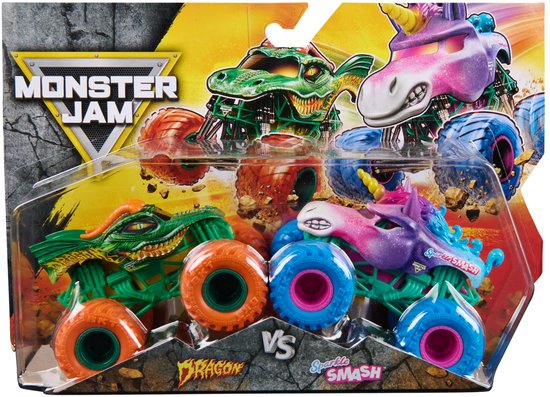 Hot wheels Monster Jam truck 2-pack Dragon & Sparkle Smash - monstertruck 9 cm schaal 1:64
