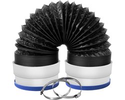 Ulisem - Droogafvoerslang - 10cm aluminium - 6 lagen folie - Inclusief rubberen ringen en 2 klemmen - Buigzaam en brandvertragend - Geschikt voor smalle ruimtes en wasruimte - Universele pasvorm - 1m/3ft