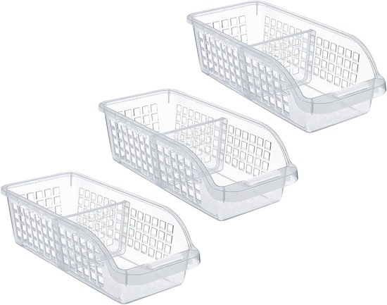 OLOEY 3-Stuks Koelkastorganizer Met één Verdeler-Keuken Plastic Opbergdoos-Doorzichtige Organizer-Opbergcontainer Voor Keuken-Koelkast en Andere Organisatoren