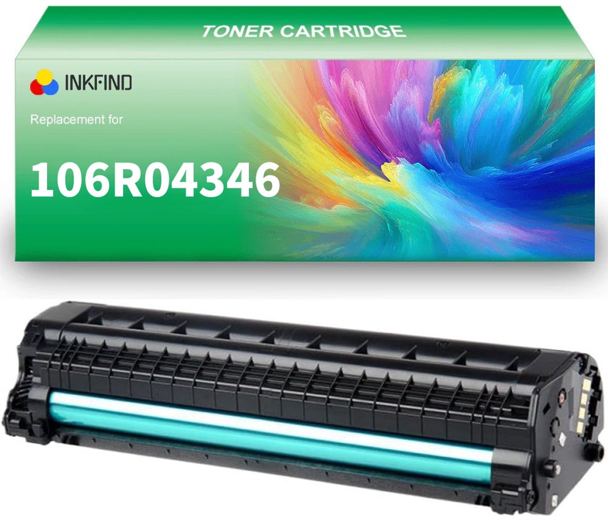 INKFIND 106R04346 Zwart tonercartridge compatibel met Xerox 106R04346 106R04347 106R04348 106R04349 Zwart geschikt voor Xerox B210/B205/B215 - 1-pack Zwart