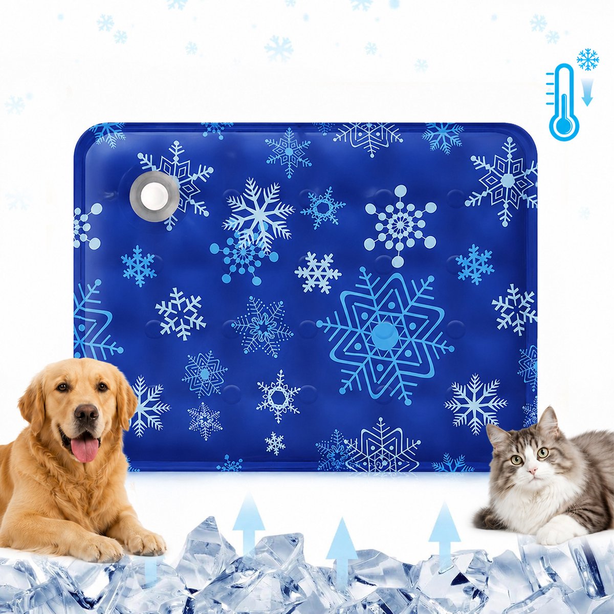 Koelmat voor Hond & Kat – Zelfkoelende Watermat – Lekvrij PVC – Krasbestendig - Donkerblauw - 60x90cm - 1 Stuk