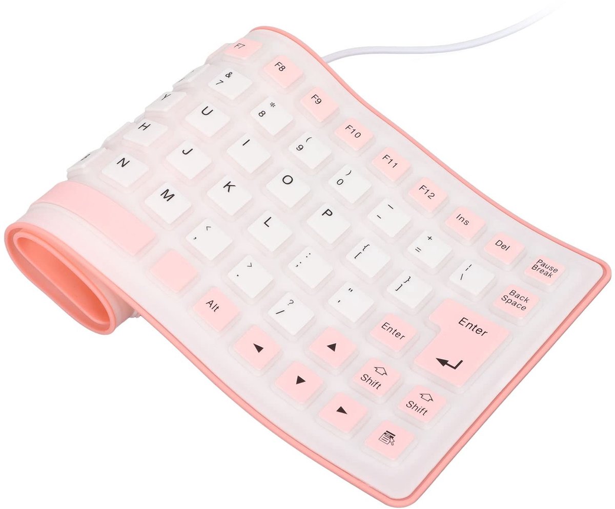 Dailygoods - Dailygoody - Waterdicht Siliconen Toetsenbord - Opvouwbaar Flexibel - Draagbaar en Comfortabel - Roze - Stofdicht en Stil - Geschikt voor Pc-laptops -.