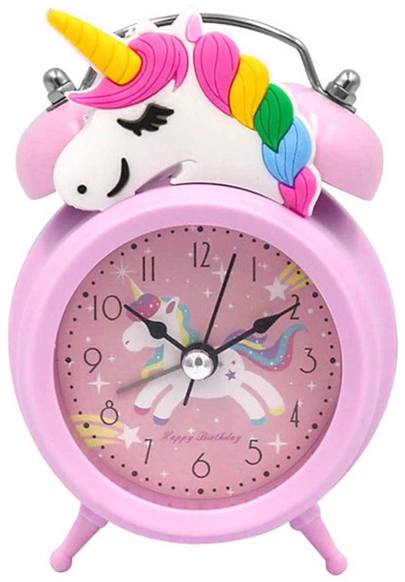 Dailygoods - Dailygoody - Wekker - Stille wekker voor kinderen - Roze eenhoorn wekker - Kinderen - Meisjeskamer