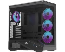 PREYON Nest Seaview ARGB - PC Behuizing - Incl. 4 Fans - Panoramisch Gehard Glas - ATX Gaming Case - USB-C