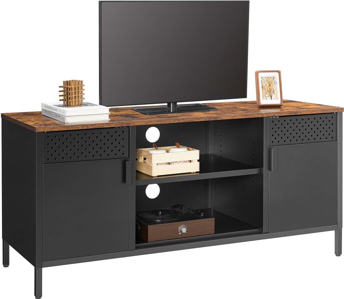SONGMICS - TV Meubel - TV-meubel met Verstelbare Planken - Lowboard met Deuren - Voor Woon