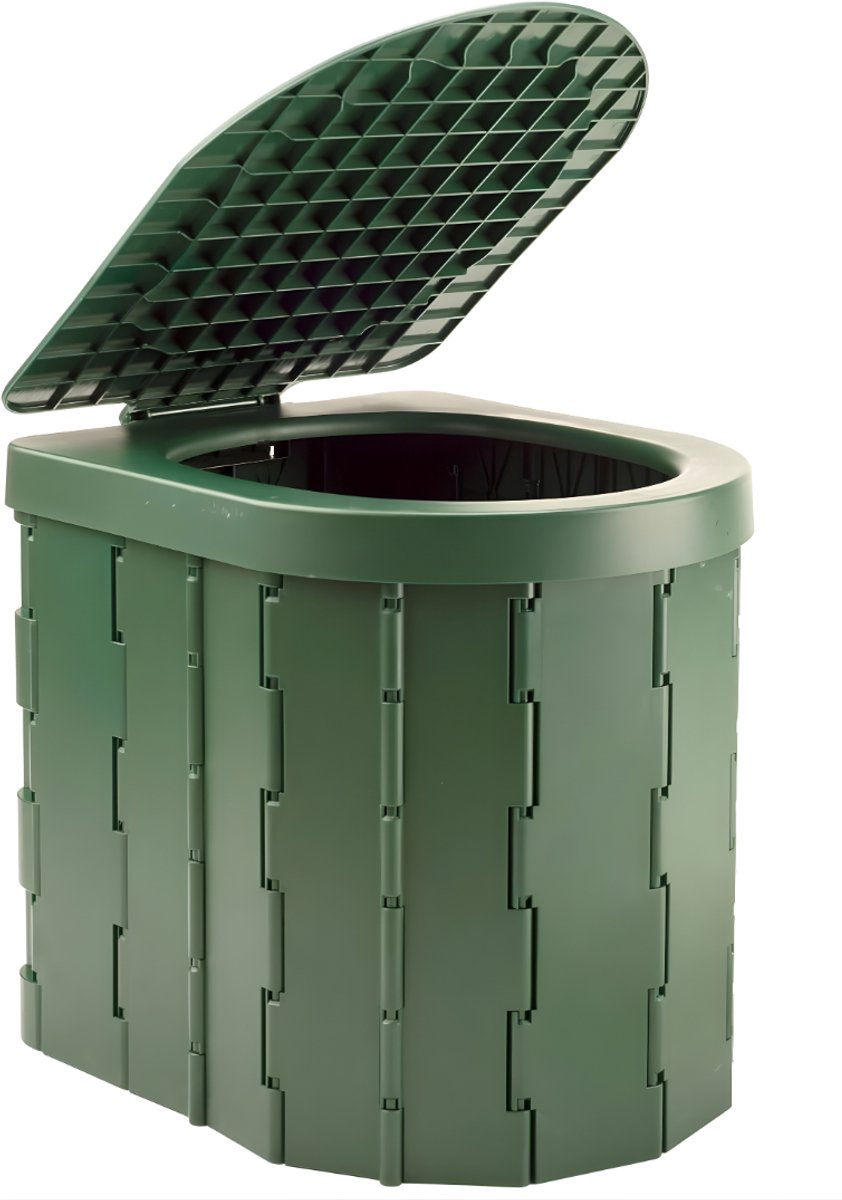 KAD® Camping Toilet - Draagbaar Camping Toilet - Toiletemmer met Deksel & Draagbeugel - Ideaal voor Camping, Camper & Noodgevallen - Groen - 29cm x 27cm x 31cm