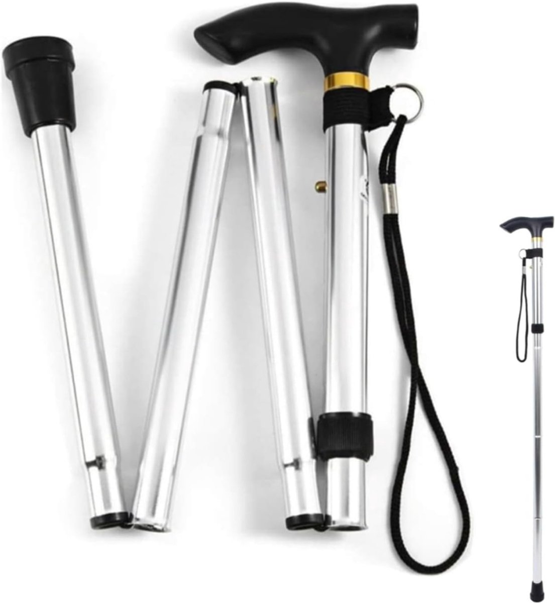 NBAP® Wandelstok Opvouwbaar - Wandelstokken Dames en Heren - Zilver