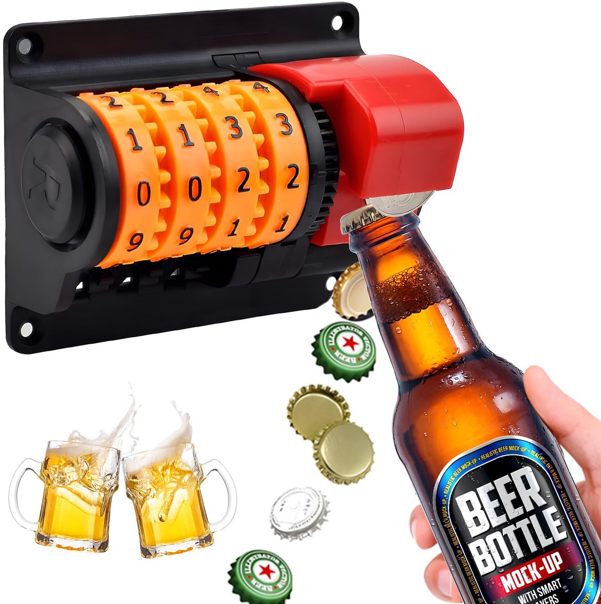 Sogiol® Flesopener voor aan de muur met nauwkeurige nummerweergave - Bieropener - herbruikbare kurkentrekker - Multifunctionele Opener - Geschikt voor Corona 330ml - Uniek Cadeau voor Mannen & Vaderdag - Voor Thuisfeestjes, Bar of Bureau
