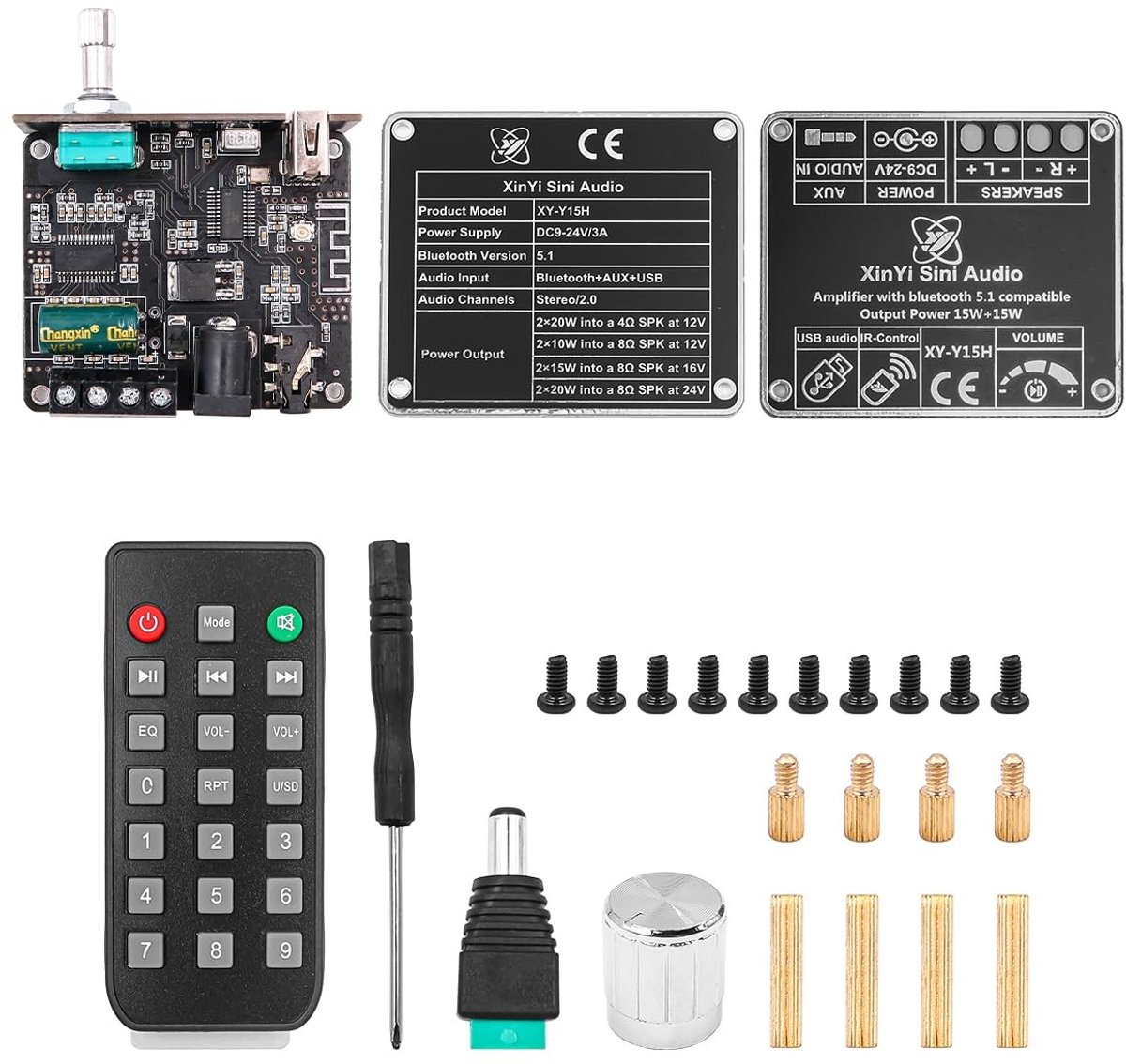 Dailygoods - Dailygoody - Bluetooth Versterker - 15W Stereo Power - Compact Formaat - Digitale Audio Module - Perfect voor Muziekliefhebbers - Inclusief Afstandsbe...