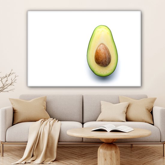 Canvas schilderij 150x100 cm - Wanddecoratie Gesneden avocado met pit - Muurdecoratie woonkamer - Slaapkamer decoratie - Kamer accessoires - Schilderijen op canvas