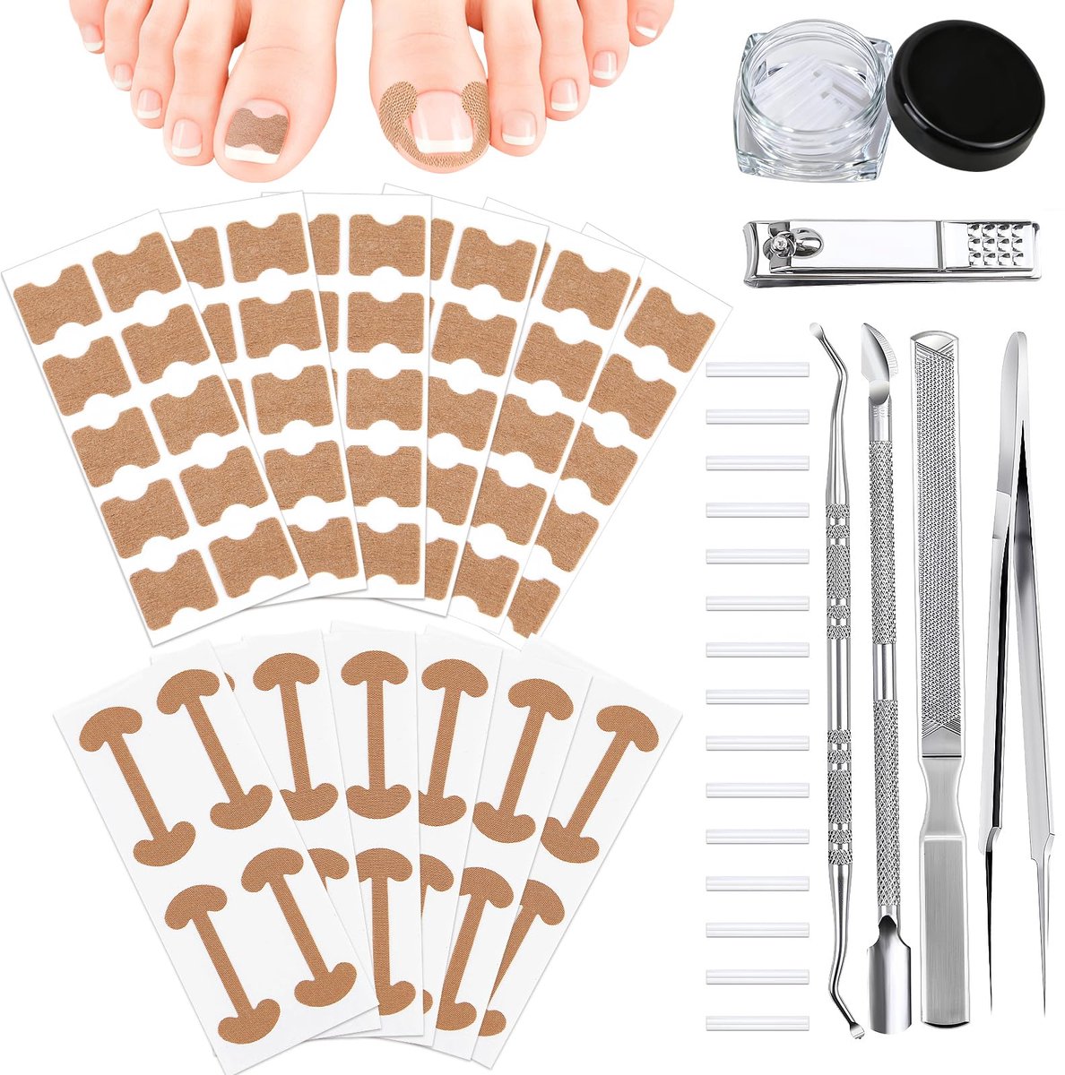 Professionele Pedicureset voor Ingegroeide Teennagels, Set voor het Corrigeren van Ingegroeide Teennagels, Correctiestrips voor Gebogen Teennagels
