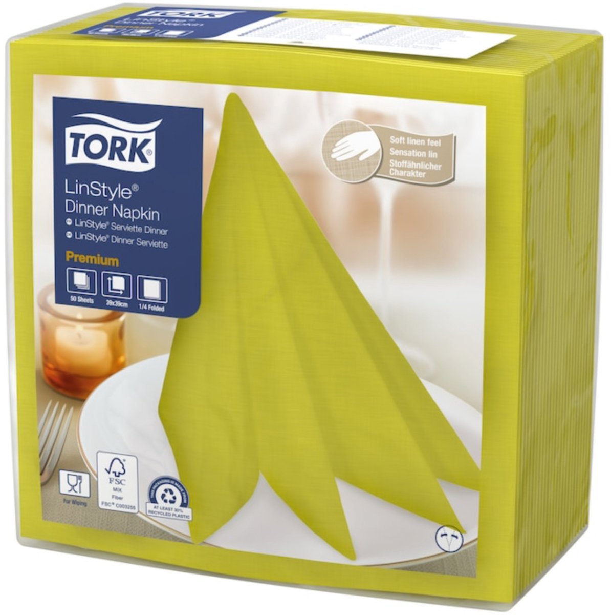 Tork 478876 premium linstyle dinnerservet pistache 39x39 cm 600 stuks (478876)