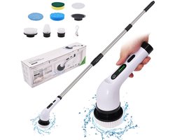 Elektrische roterende reiniger, elektrische reinigingsborstel, draadloos met 7 verwisselbare borstelkoppen, verstelbare verlengsteel, voor badkamer en keuken – Electric Spin Scrubber