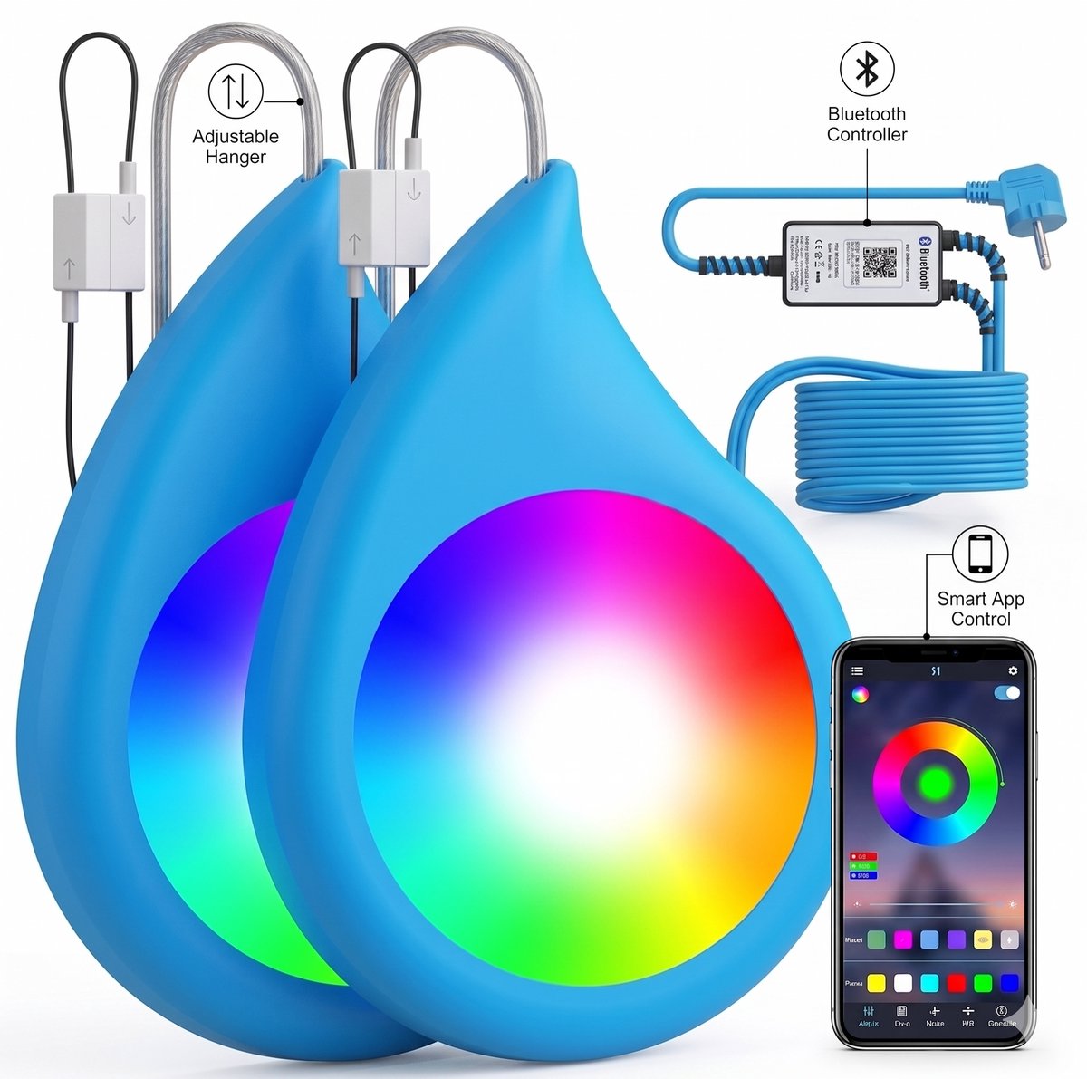 RGB LED Onderwaterverlichting Zwembad 40W - Dompelbare Zwembadspot met App Bediening - 16 Miljoen Kleuren - Muziek Synchronisatie - Timer Functie - IP68 Waterdicht - Magnetische Bevestiging - 12V Laagspanning - 8m Snoer