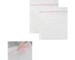 Waszakken - Set van 2 - Groot - 90 x 90 cm - Speciaal voor de wasmachine - Geschikt voor grote items zoals kleding, lakens en dekbedovertrekken - Wit
