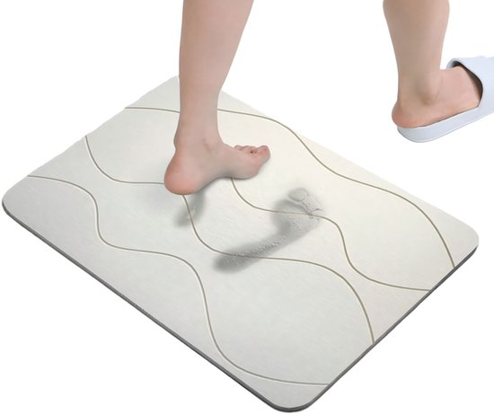 Vloermat - S - 30x40 cm - Mat met golvende textuur - Antislip & absorberende mat voor thuis, hotel en badkamer - Mat van diatomeeënaarde - Superabsorberend - Sneldrogende douchemat - Badkamervloermat