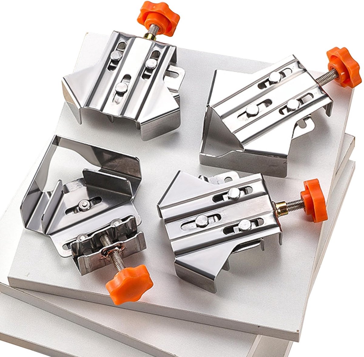Dailygoods - Dailygoody - Hoekklemmen - 4-delige Hoekklem voor Houtbewerking - Roestvrijstalen Klem - Verstelbare Zwenkkaak - Multifunctioneel Gereedschap - Geschi...