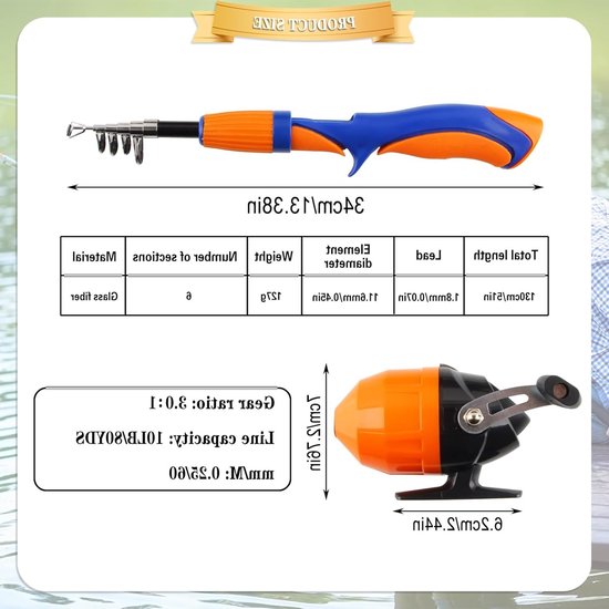 Complete Visset voor Kinderen met Hengel, Molens en Aas - Ideaal voor Reis en Avontuur — afbeelding 5