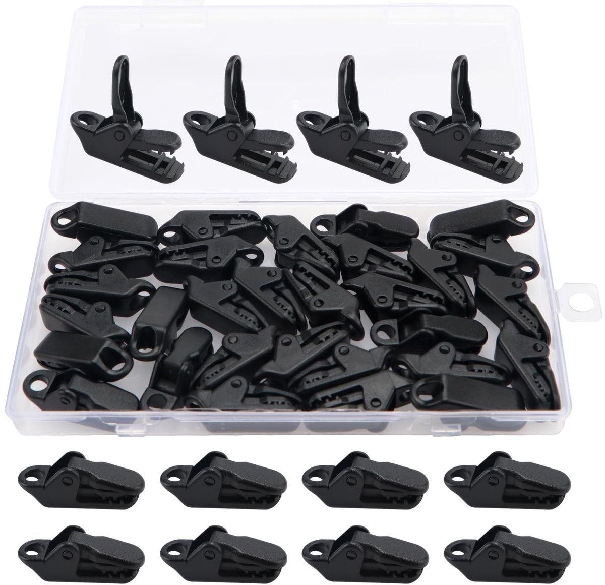 Dailygoods - Dailygoody - Tarp Clips - Tentklemmen voor buitenactiviteiten - Duurzaam en lichtgewicht - Zwart - Sterke bijtkracht - Set van 30