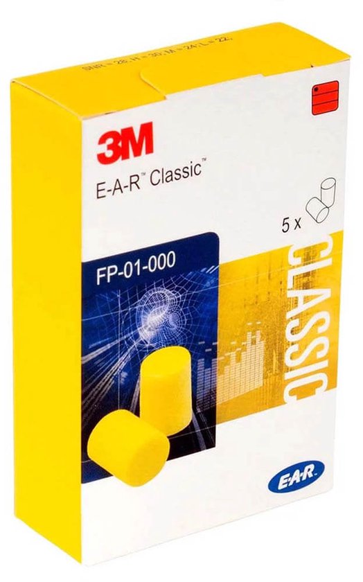 Gele schuimdopjes in doosje, 5 stuks, 3M E-A-R Classic
