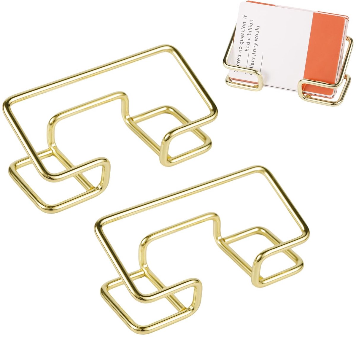 Dailygoods - Dailygoody - Visitekaartjeshouder - Kaartdisplay - Modern en stijlvol - Goud - Bureau organizer - Perfect voor kantoor en thuis - 2 stuks