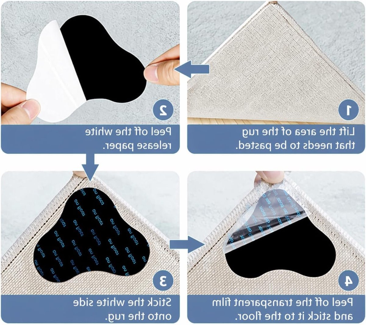 Set van 16 Antislip Vilt Pads voor Tapijt - Dubbelzijdige Zelfklevende Antislip Stickers v