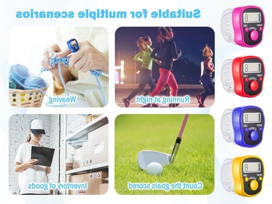Digitale LED Vinger Telmachine - 8 Stuks Mini Handtelapparaat voor Sport, Inventaris en Golftraining — afbeelding 4