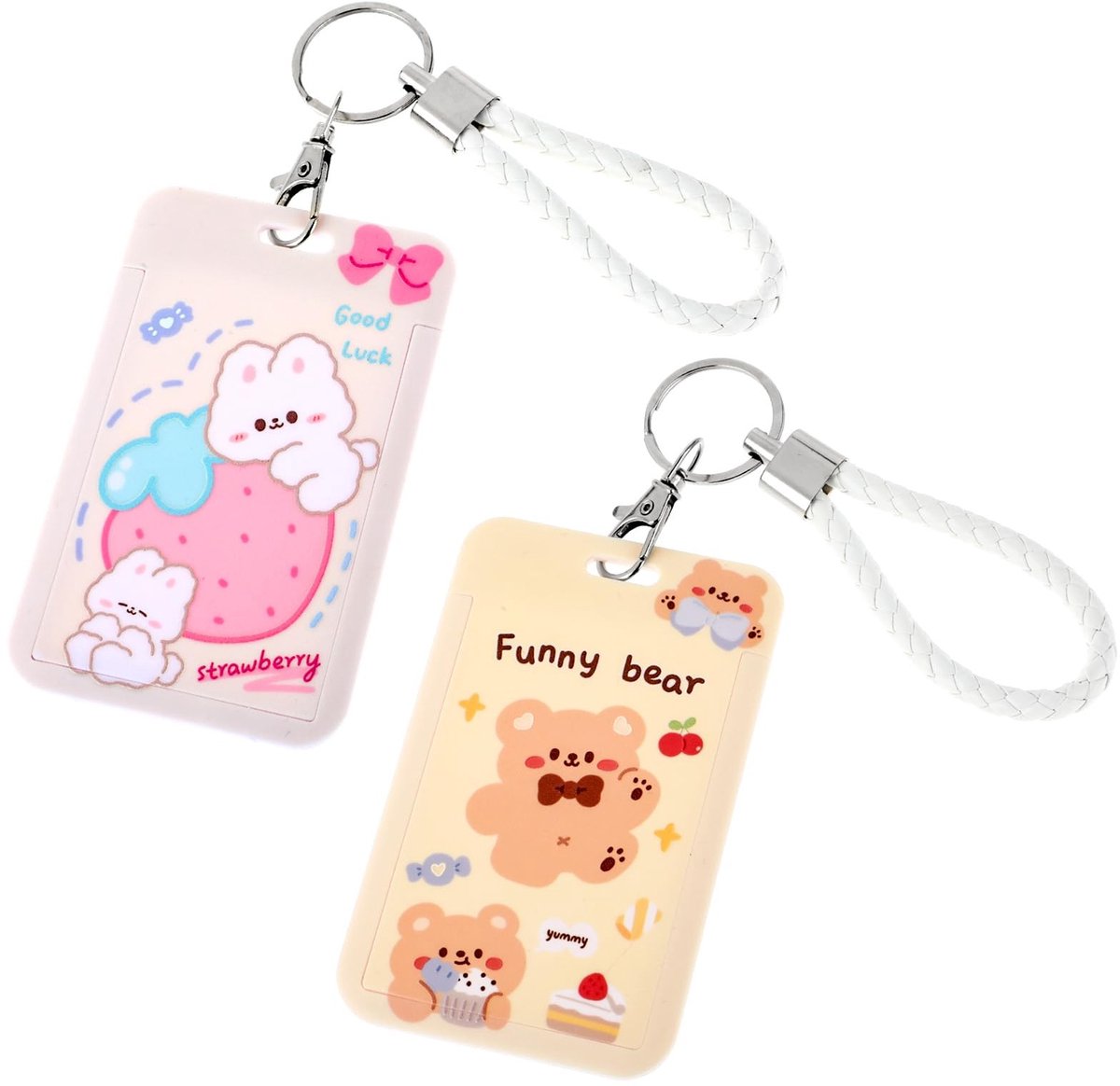Dailygoods - Dailygoody - Fotokaarthouder - Sleutelhanger - Beschermende fotohoesjes - Veelkleurig - Studentenbuskaart - Ideaal voor dagelijks gebruik