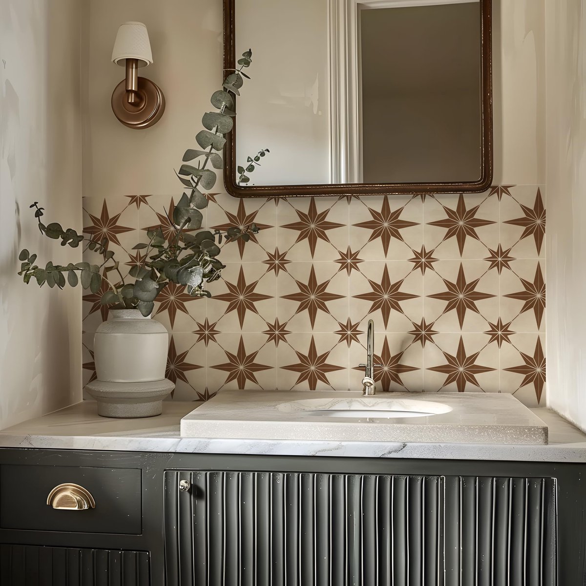 Dailygoods - Dailygoody - Tegelstickers - Donkerbruine Ster - Zelfklevend voor Badkamer en Keuken - 25x20 cm - Makkelijk aan te brengen - Decoratie - Geschikt voor..
